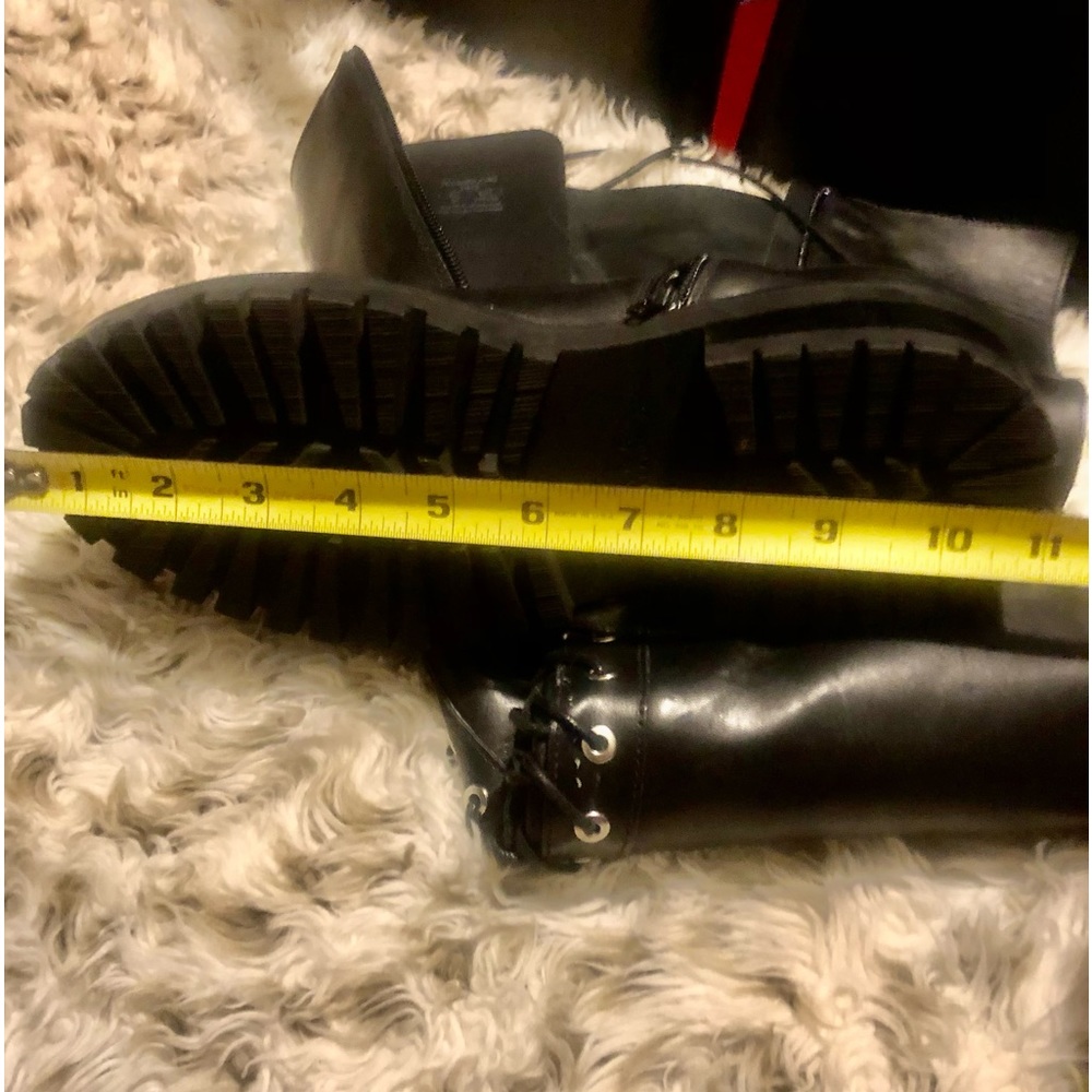 NWOT Zara Thigh High Genuine Leather Lace Up Boots Lug Sole. - Picture 14 of 16